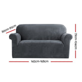 Artiss Velvet Sofa Cover Plush Couch Cover Lounge Slipcover 2 Seater Grey.